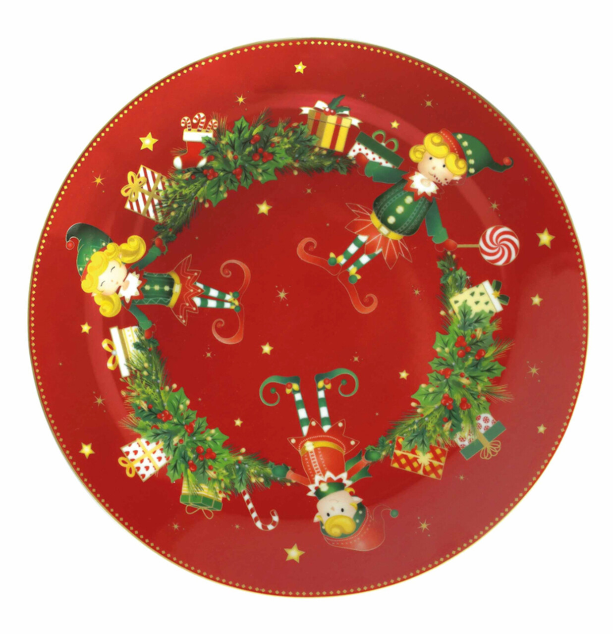 Platou servire, Elfomagia Red, Brandani, 30.5 cm, portelan - imagine 4